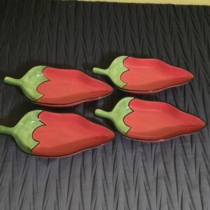 Clay Art Fiesta Chili Pepper Shaped Serveware Set - Red and Green